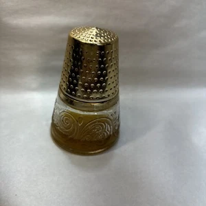 Vintage empty Avon Cologne Bottle THIMBLE Lid Plastic & Glass Sewing Room Decor - Picture 1 of 5
