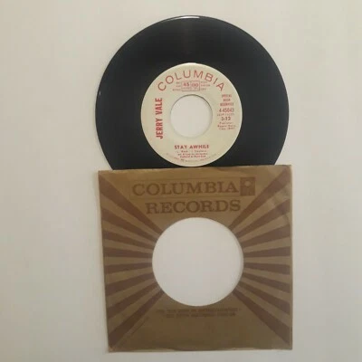 JERRY VALE Promo 7" Stay Awhile COLUMBIA Records Radio Station Vinyl - Image 1 of 2