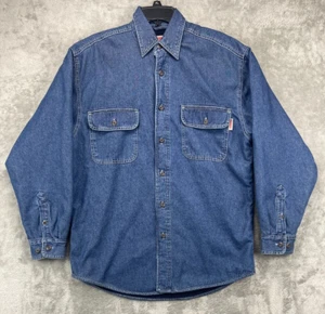 VTG Wolverine Men's Fleece Lined Denim Shirt Sz Medium Blue - Picture 1 of 10