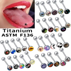 Bulk F136 Titanium Tongue Bar Mixed Pattern 5/7mm Ball Body Piercing 16/19/22mm - Picture 1 of 5