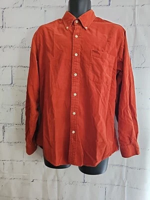 Saddlebred Men's Russet Brown Fine Corduroy Button Up Shirt Medium Long Sleeve - Image 1 of 4