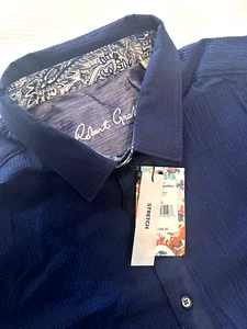 NWT Robert Graham Stetson Men Blue 2XL Classic Fit Seersucker Short Sleeve Shirt - Picture 1 of 13