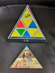 Vintage 1981 Meffert Pyraminx Puzzle Twister Anleitung & Pyramidenetui Sehr guter Zustand