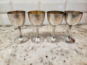 4 Vintage Asian Sterling Silver Cordial Glasses Saki Cups | Japan 3.1" Tall - Picture 1 of 7