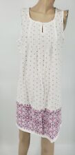 NWT Womens Nightgown Croft & Barrow Knit Cotton Blend Sleeveless Floral White