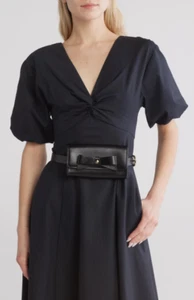 Kate Spade New York Bow Black Leather Belt Bag NWT Sz L/XL - Bild 1 von 5