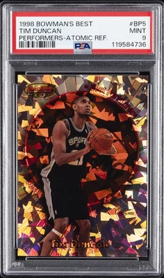 1998 BOWMAN'S BEST PERFORMERS ATOMIC REFRACTOR #BP5 TIM DUNCAN 16/50 PSA 9 - Image 1 of 2