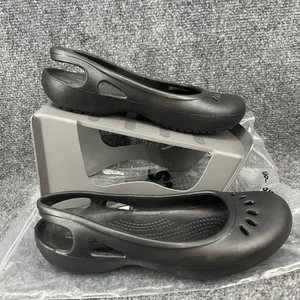 Women Sz 7 Crocs 'Kadee' Flat New Black Iconic Crocs Comfort NWOB - Picture 1 of 9