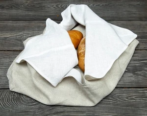 Linen Bento Bag double-Layer Handmade bread bag Japanese style bag Narural Beige - Picture 1 of 17