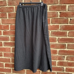 EILEEN FISHER TENCEL Seersucker Check Midi Skirt gray large NWOT - Picture 1 of 9