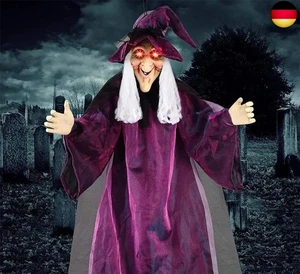Halloween Deko Outdoor, Animierte Hängende Sprechende Halloween-Hexe mit - Bild 1 von 8