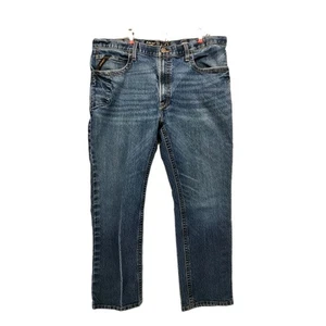 Men's Ariat Denim Blue Jeans M4 Rebar Relaxed Fit Boot Cut Size 40/32 - Picture 1 of 13