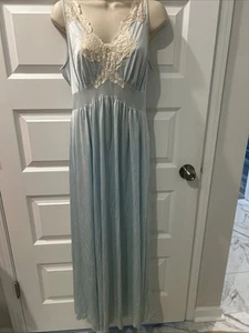 De Colección Komar Talla M Lt Azul 100% Nylon Camisón Largo Borde de Encaje Cintura Alta - Imagen 1 de 8