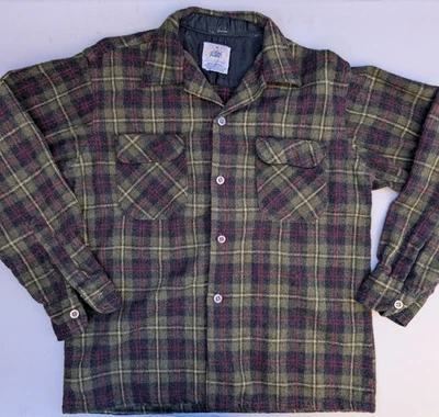 Lord James 复古 60 年代 70 年代衬衫男式大号法兰绒巡洋舰羊毛尼龙香港 — 第 1/4 张图片