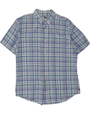 CHAPS Mens Short Sleeve Shirt Large Blue Check Linen MG12 - Image 1 of 3