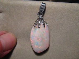 Huge 28 ct. White Opal Pendant , Sterling Silver , Natural Australian opal - Picture 1 of 13