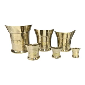 Set of 6 Vintage French Brass Cups – Measuring Jugs- Home Barware - Picture 1 of 9