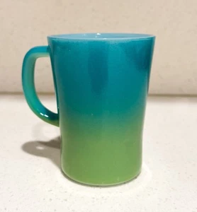 Vintage 70s Agee Crown Pyrex (Australian) "Misty" Turquoise & Lime Ombre Mug - Picture 1 of 11