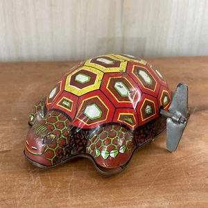 VINTAGE~Toy Hero Rolling Turtle ~Wind-Up Toy~Tin Litho~Made in Japan~WORKS! - Picture 1 of 5