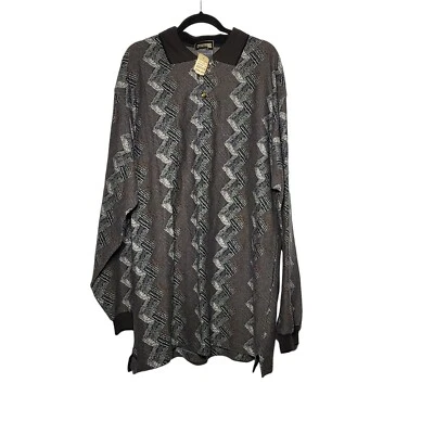 Винтажная мужская рубашка Deadstock 90-х Bachrach с воротником и принтом с длинным рукавом размер XL - Изображение 1 из 4