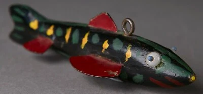 ВИНТАЖНЫЙ MICHIGAN 4 «ФОРЕЛЬ ЛЬДА РЫБЫ КОПЬЕ ПРИМАНКА ~ НАРОДНОЕ ИСКУССТВО РЫБОЛОВНАЯ ПРИМАНКА - Изображение 1 из 4