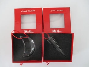 Set of 2 OLEG CASSINI Crystal Ornaments Crescent Moon & Icicle New #3 - Picture 1 of 4