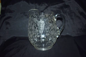CAMBRIDGE Rose Point Clear Glass Pitcher Jug 8"H - Picture 1 of 14