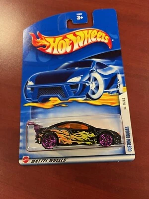 2002 Hot Wheels #28 First Editions 16/42 CUSTOM COUGAR Black w/Purple A9 - Image 1 of 2