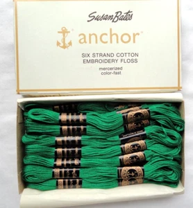 Susan Bates Anchor 6-Strand Embroidery Floss Green Lot of 15 Skeins Color 0229 - Picture 1 of 13