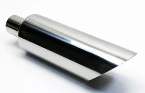 Exhaust Tip 2.50 Inlet 5.00 Outlet 18.00 Long Slant 304 Stainless Steel Chrom - Picture 1 of 7