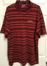 OKLAHOMA SOONERS Men Red Striped Dri-Fit Short Sleeve Golf Polo Shirt XL Nike