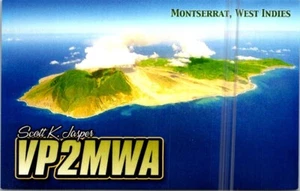 HAM RADIO CQ QSL POSTCARD VP2MWA MONTSERRAT WEST INDIES 2016 OCEAN ISLAND - Picture 1 of 5