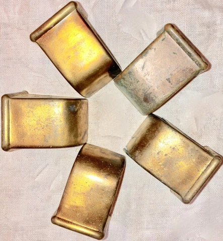 5 VINTAGE Brass Furniture  Leg Foot Cap Covers set of 5 Rectangular Mid Century Cover