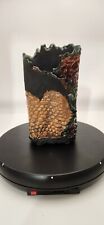 Raku Style Signed Pottery Reptile Print Wrap Vase