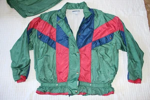 Vintage Liesure Suit, Work Out Suit, Green, Blue, Red, Large, Bay Waters - Picture 1 of 4