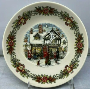Set of 4 Christmas Salad Bowls Town Toy Shop Royal Stafford England New  7.5 " - Picture 1 of 7