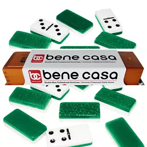 Bene Casa - Juego de fichas de dominó verde doble nueve de alto brillo - Incluye 55 fichas de dominó - Imagen 1 de 4