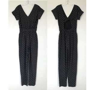 La Vie Rebecca Taylor Romy Polka Dot Jumpsuit in Black/Blue Size XS - Picture 1 of 11