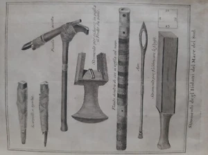 Strumenti degli isolani Nuova Zelanda Polinesia Francese James Cook XVIII secolo - Imagen 1 de 3