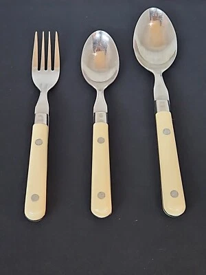 Washington Forge 3 Piece Flatware White / Cream Colored Mardi Gras Korea-(B1 - Image 1 of 4