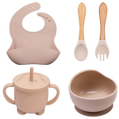 Baby Feeding Bowl - Silicone Babies Tableware Non-Slip Suction Bowl Set 5PC Set • 65.30$