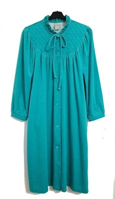 ✅ Hochwertiger Morgenmantel Haus- Bademantel Velour Samt Nicky Grün Vintage 90er - Bild 1 von 4