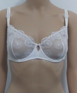 Simone Perele Women's lace Bra sz 32E (DD) Underwire white 115330 France Sheer - Picture 1 of 12