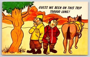 Tarjeta postal cromada cómic de humor demasiado larga de We've Been on This Hunting Trip - Imagen 1 de 3
