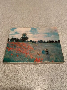 Monet on Uneven Plaster Block 6.5” x 5” x .5” Wall Hanging Plaque - Picture 1 of 7