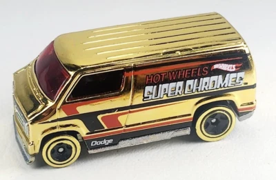 2019 Hot Wheels Super Chrome Gold '77 Dodge Van 23/250 FYG83 #23 5Sp 4/5 Unused - Image 1 of 4