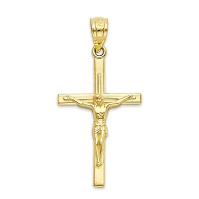 Solid Gold Crucifix Pendant in 10 or 14k, Cross Pendant Religious Jewelry - Image 1 of 4