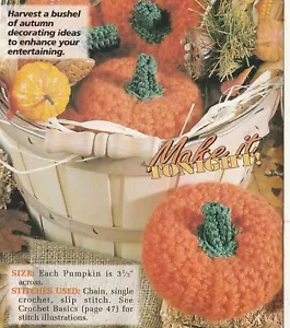 Fall Basket of Pumpkins - 3-1/2" - Worsted Cotton - Crochet Pattern ONLY - Picture 1 of 2