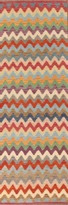 Chevron Reversible Kilim 10 ft. Runner Modern Rug Flatweave Wool 9' 8" x 2' 9" - Picture 1 of 10