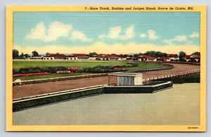 Postal pista de carreras, soporte de establos y jueces, Havre de Grace, MD carreras de caballos - Imagen 1 de 2